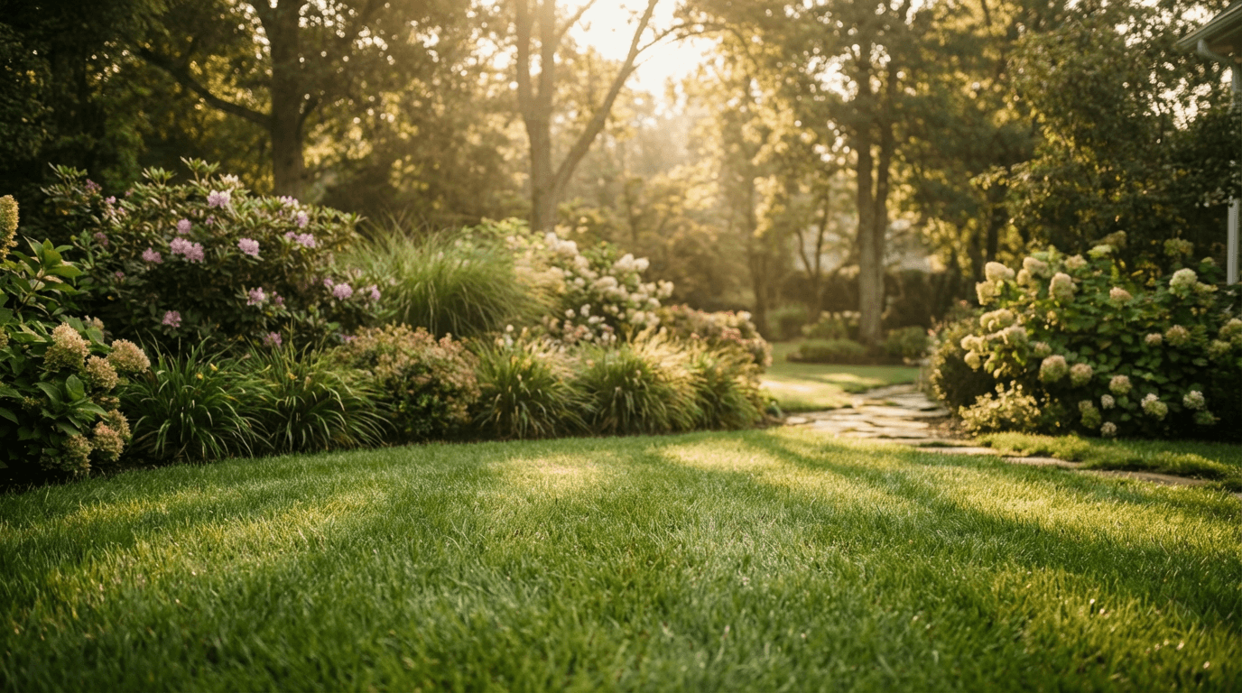 Well-maintained lawn and garden beds at a Toronto property